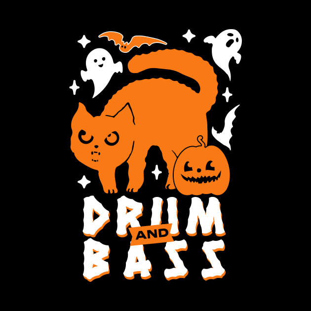 DRUM AND BASS  - Halloween Steez (White/Orange) by DISCOTHREADZ 