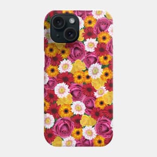 Floral Garden in pink, red, yellow, orange, and white Phone Case