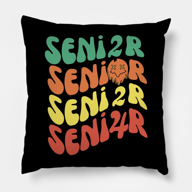 Retro Groovy Senior 2024 Pillow by Teewyld