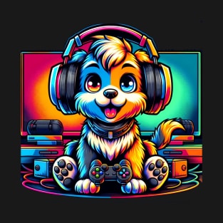 Adorable Gamer Puppy w/ Headphones T-Shirt