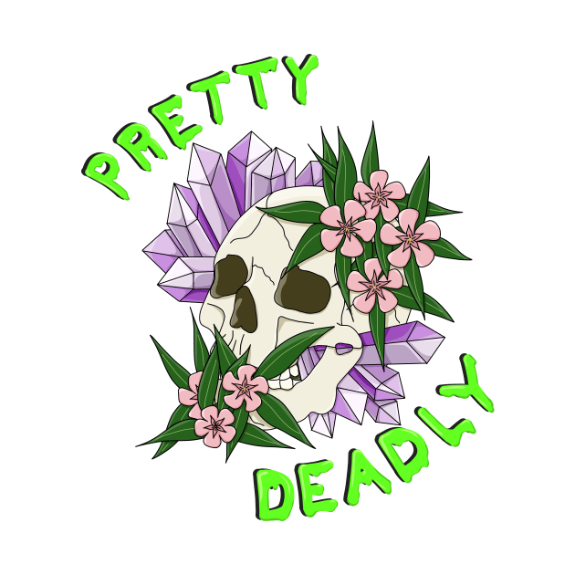 Pretty Deadly - Skull with Oleander and Amethyst by GenAumonier