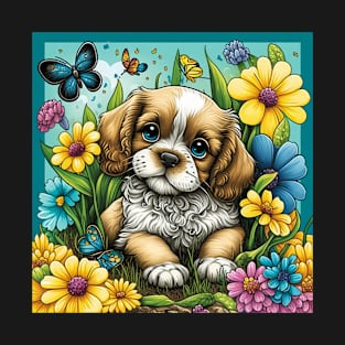 Floral Puppy T-Shirt