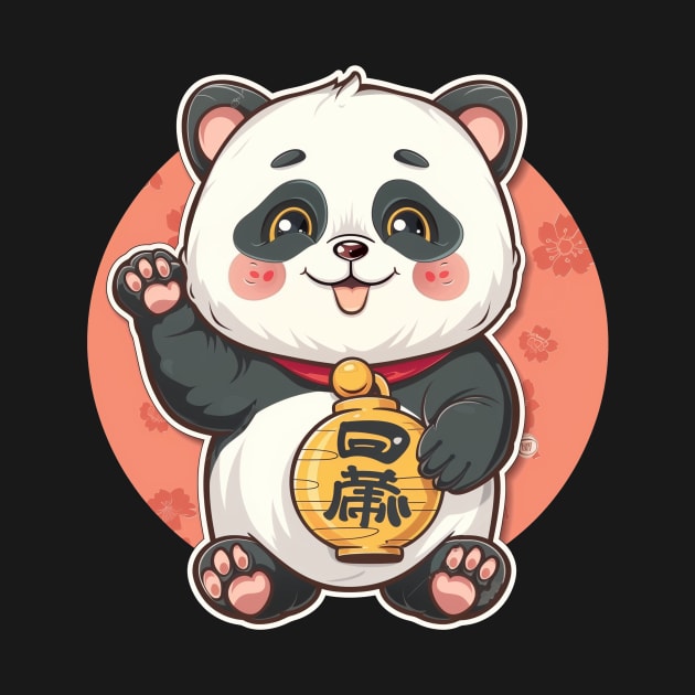 Panda As Japanese Maneki-Neko - Panda Bear Japanese by Anassein.os