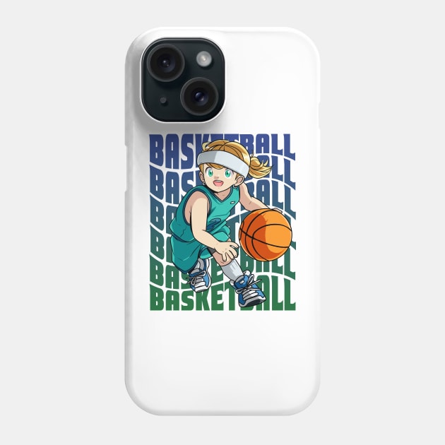 Girl Basketball Player Hoops Dribbling Ball Phone Case by Noseking