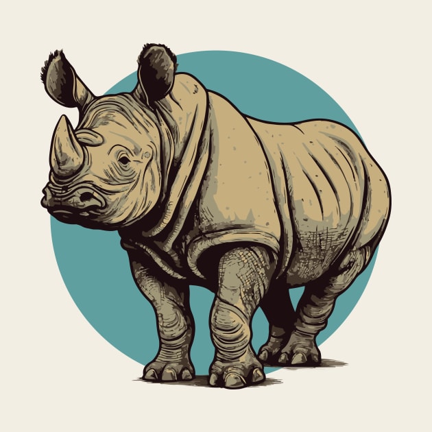 Rhinoceros Vector Art Illustration || Cute Rhino by Mad Swell Designs