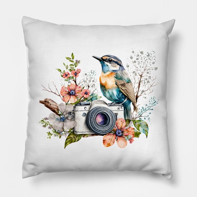 Spring Floral Camera Pillow by bellofraya