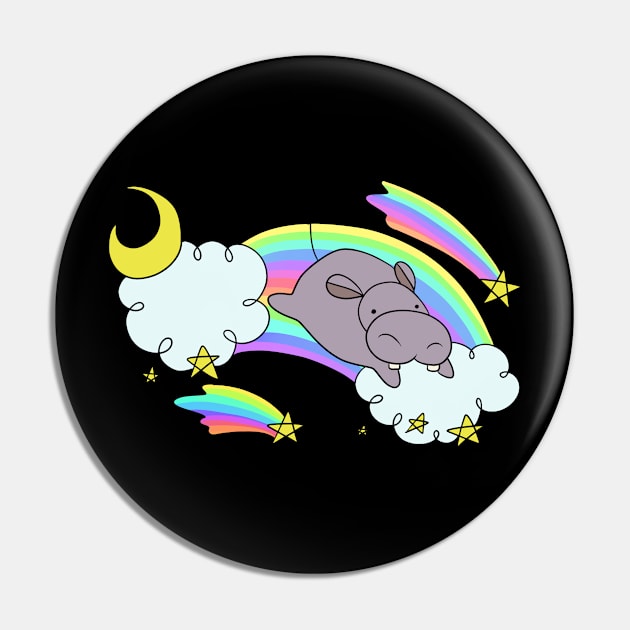 Rainbow Cloud Shooting Star Hippo Pin by saradaboru