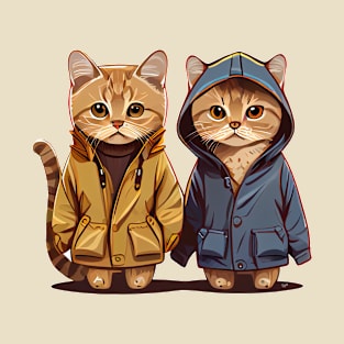 Cute Cats Kittens in Anorak  jackets T-Shirt