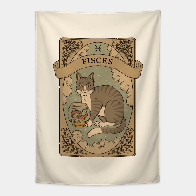 Pisces - Cats Astrology Tapestry by thiagocorrea