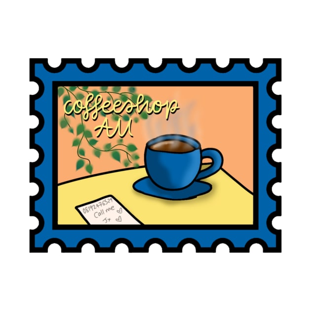 Coffeeshop AU Postage Stamp by TheHermitCrab