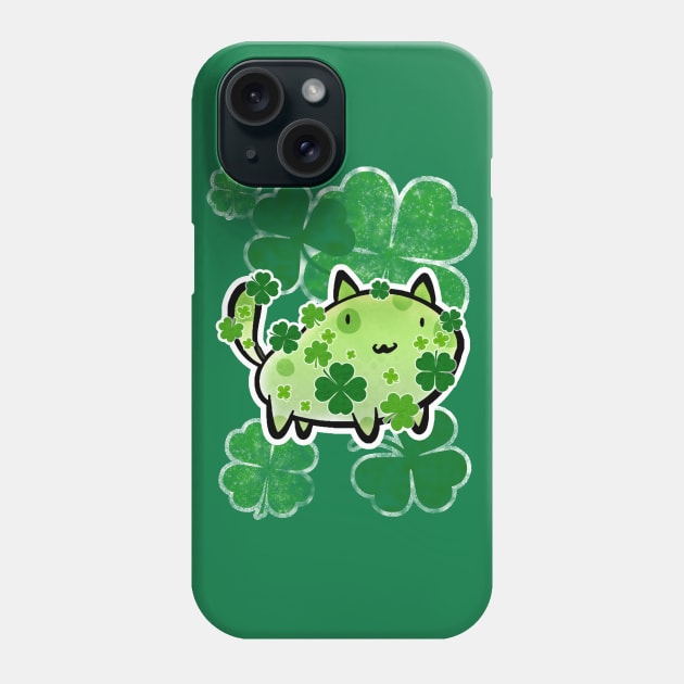 Green Clover Cat Phone Case by saradaboru