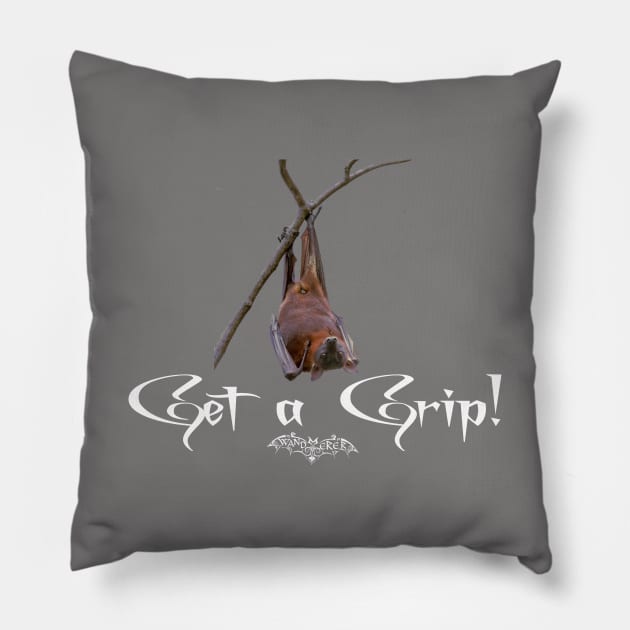 Get a Grip - Goth Fashion - bat, nervous, anxiety, halloween, crazy, batty Pillow by Wanderer Bat