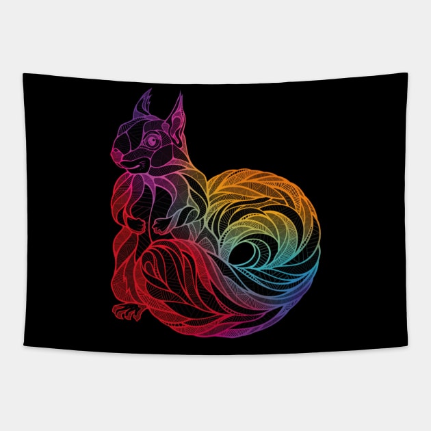 Squirrel Motif Colourful Design Rodents Chipmunk Tapestry by Ambrosius