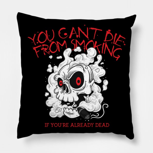 Smoking Skull Pillow by EddieBalevo