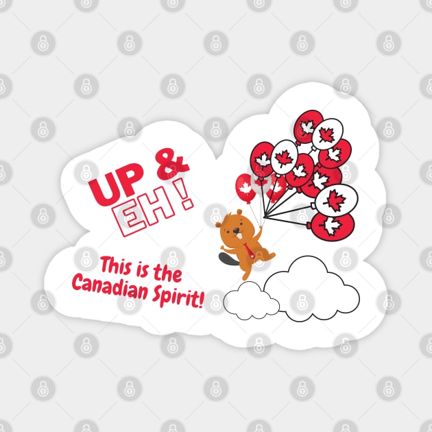 Canadian Up and Eh - Canadian Spirit - beaver and balloons Magnet by Mission Bear