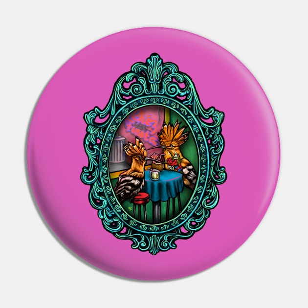 Kitsch Cameo: Trashy Hoopoes on a Bizarre Date Pin by FreyStrandDraws