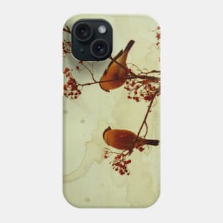 Bullfinches eat rowan berries Phone Case