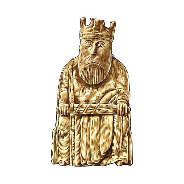 Regal Sovereignty: The Lewis Chessmen King Design by Holymayo Tee