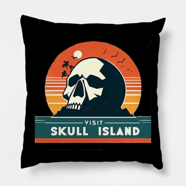 Visit Skull Island Pillow by Level20Entertainment