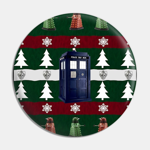 Dr. Who Ugly Christmas Print Pin by fashionsforfans