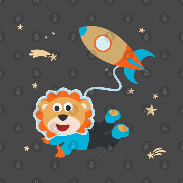Space lion or astronaut in a space suit with cartoon style. by KIDS APPAREL