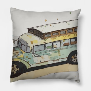 Old camper bus Pillow