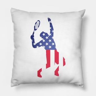 US Open Tennis USA Flag Silhouette Pillow