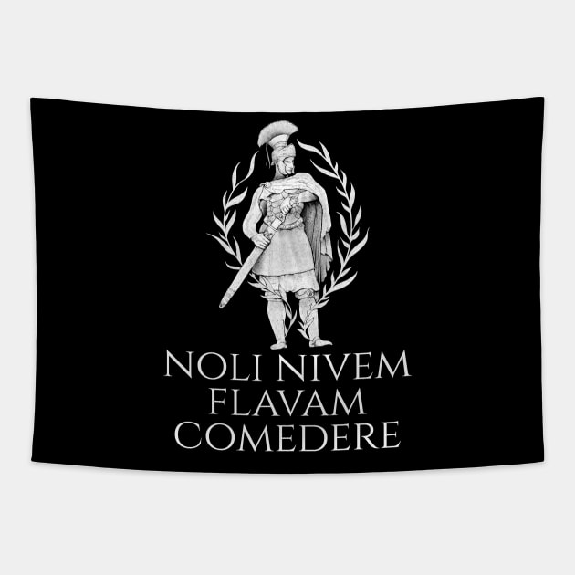 Latin Language Phrase - Don't Eat Yellow Snow - Ancient Rome Tapestry by Styr Designs