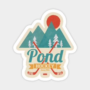 Retro Pond Hockey Magnet