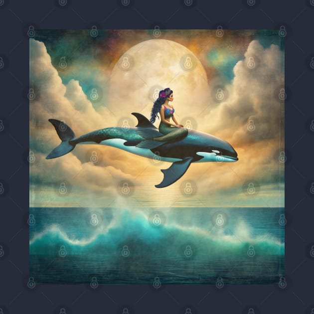 Mermaid Riding An Orca by PurplePeacock