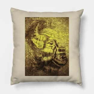 Buffalo head in grunge Pillow