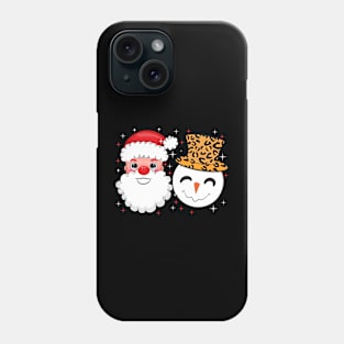 Santa and Snowman Leopard Sparkle Phone Case