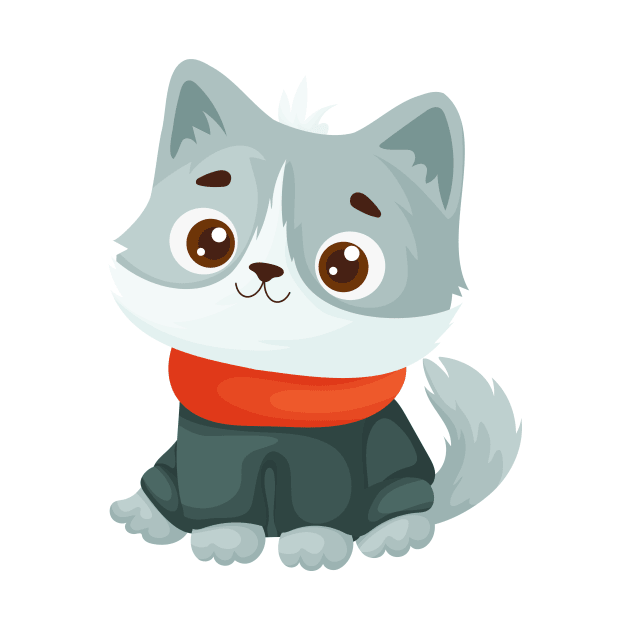 Little Cat in Cozy Sweater and Scarf by Javvani