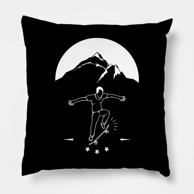 Skateboarder Boarder Skater Skating Mountain Gift Pillow by Onceer