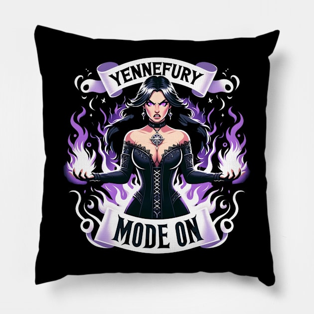 Yennefury Mode On - Sorceress - Dark Fantasy Pillow by Fenay-Designs