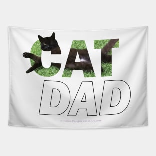 CAT DAD - black cat oil painting word art Tapestry