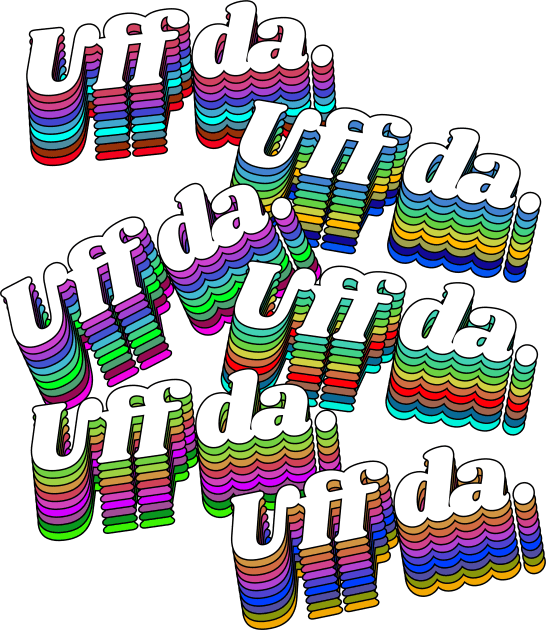 UFF DA \\ Dude That Sucks Retro Rainbow Font Kids T-Shirt by darklordpug