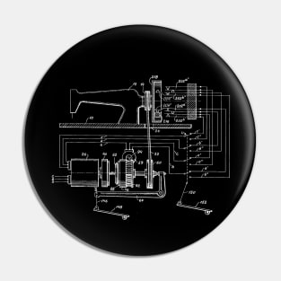 Driving Arrangements for Sewing Machine Vintage Patent Hand Drawing Pin