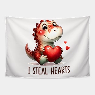 I Steal Hearts Trex Dino Valentine_s Day Boys Son Toddlers Tapestry