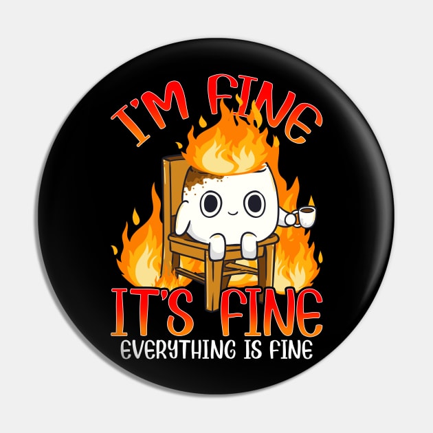 Marshmallow I'm Fine Meme Outdoor Men Kids Women Camping Pin by KsuAnn