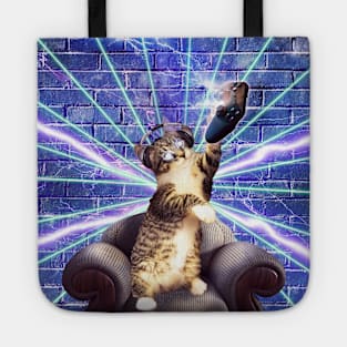 Cat Kitty Game Playing Gaming Gamer, Laser Lightning, Funny Tote