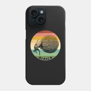 Dung Beetle Pushing Dung Ball on Vintage Retro Africa Sunset Phone Case