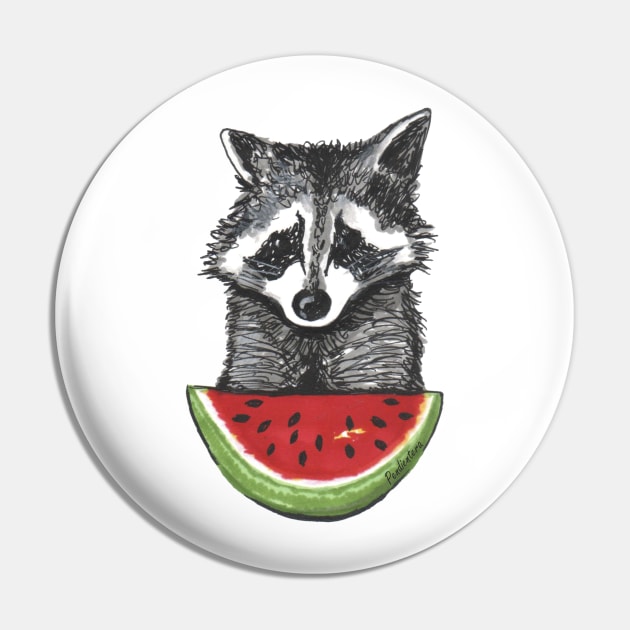 Racoon and watermelon Pin by Pendientera