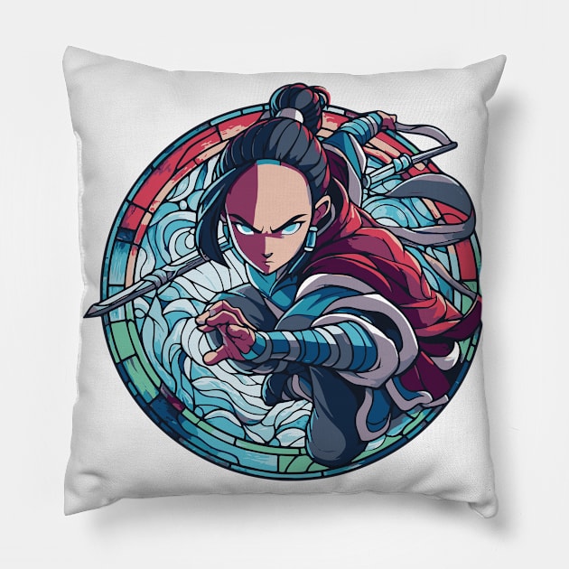 katara water tribe in battle position Pillow by whatyouareisbeautiful