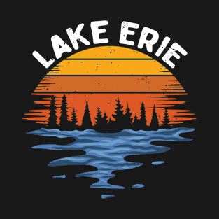 Vintage Lake Erie Ohio Sunset Art T-Shirt