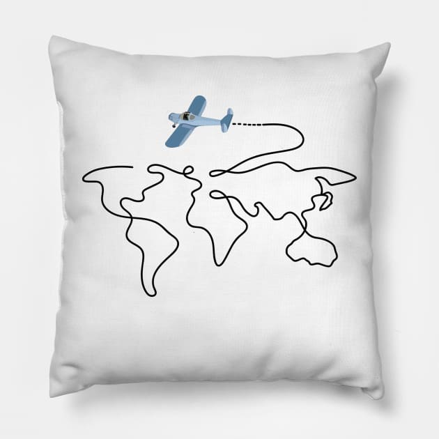 World Map Plane Travel Pillow by DiegoCarvalho