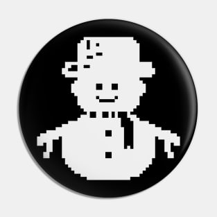 White Snowman pixel art Pin