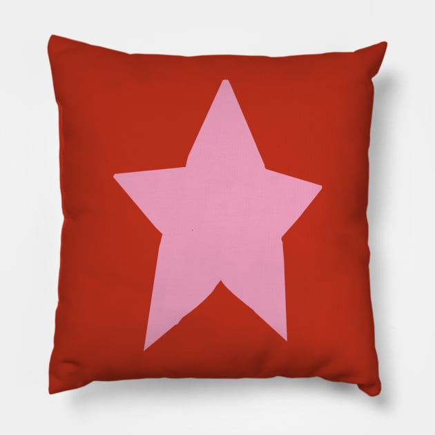 Pink Star On Red Pillow by ellenhenryart