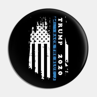 Vintage American Flag  Back the Blue Vote Trump President 2020 Pin