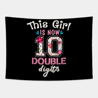 this girl is now 10 double digits tenth birthday years old Tapestry